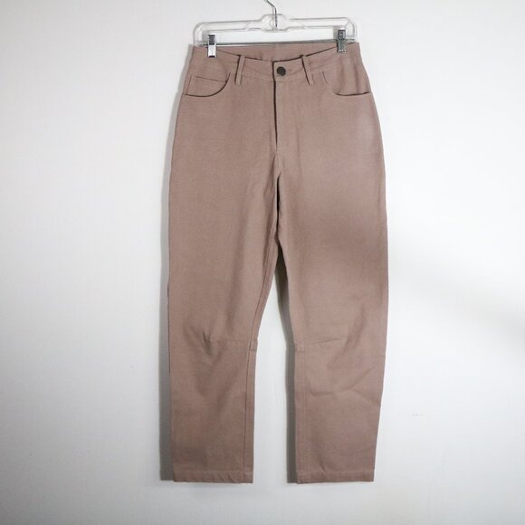 Mate The Label Barrel Leg Pants Womens Small Mauve Brown Organic Cotton Jeans - Picture 1 of 8